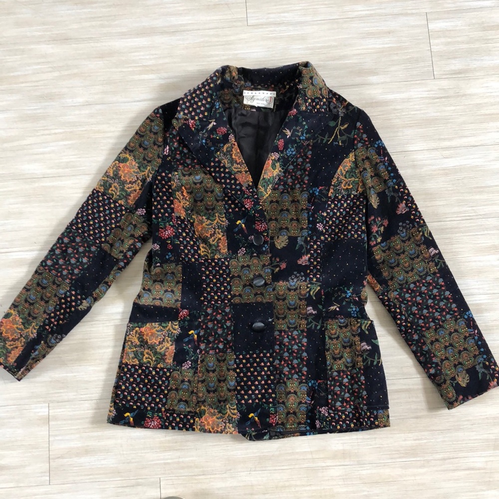Velvet 70s print vintage jacket